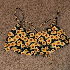 Sunflower cross back strap bathing suit top